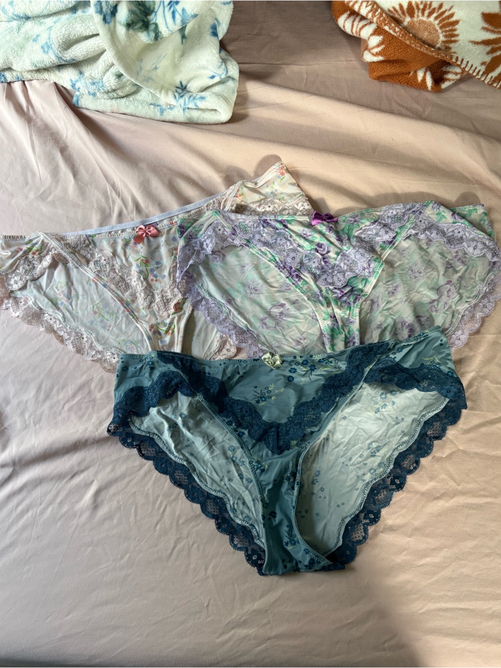 Adore Me Floral Lace Bikini Panties - Teal, Light Mint & Lavender